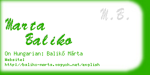 marta baliko business card